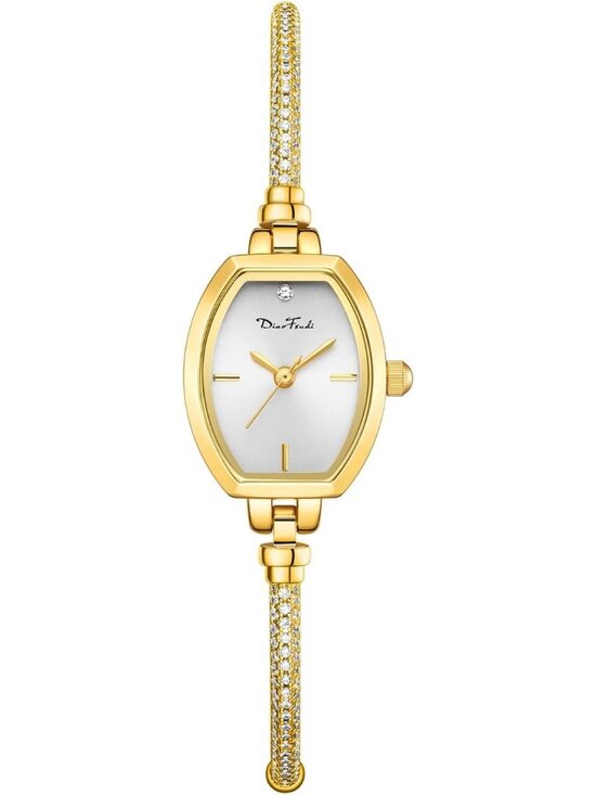 Women\'s Gold And White Analog Diamond Waterproof Elegance Petite Bracelet Watch